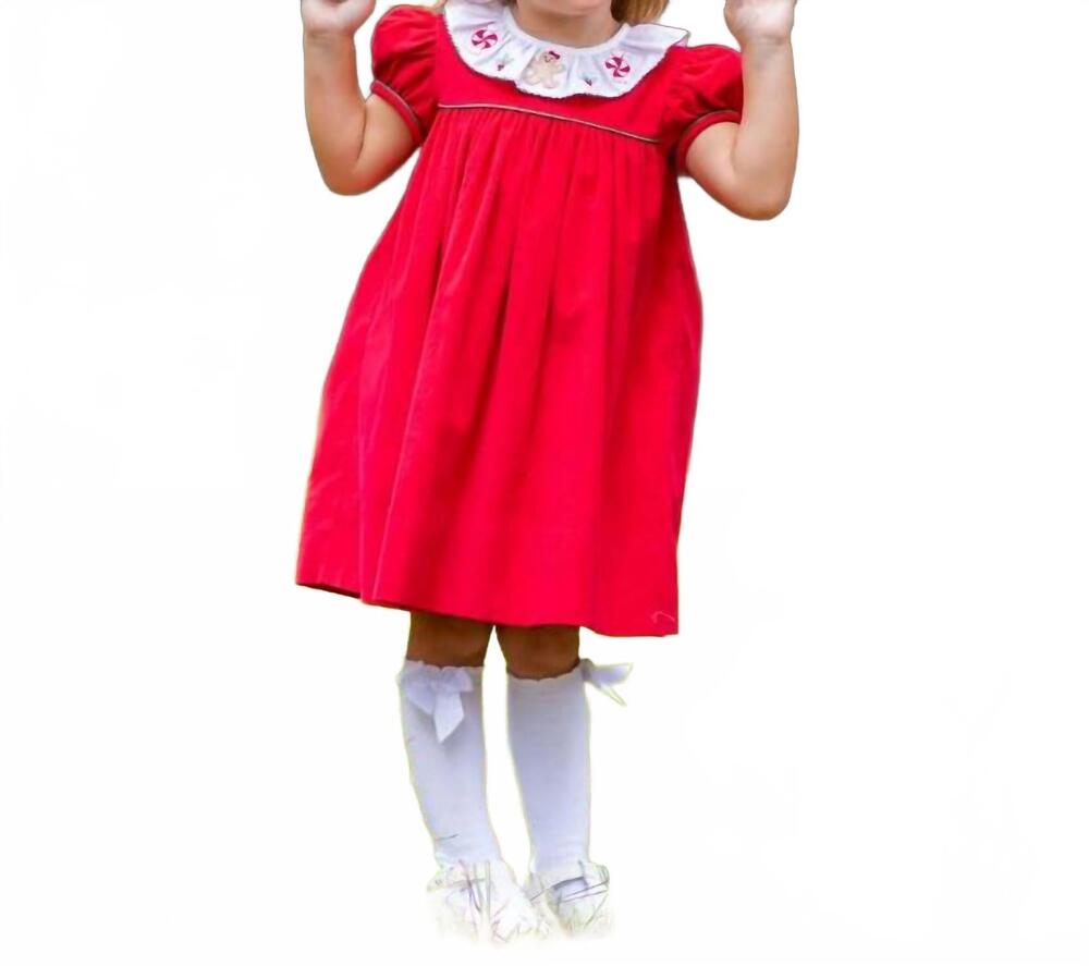NEW MARCO & LIZZY gingerbread christmas applique float dress in red